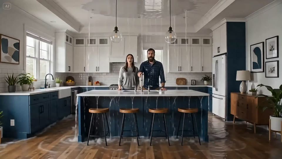 AI Plumbing Skit with a Kitchen Flood